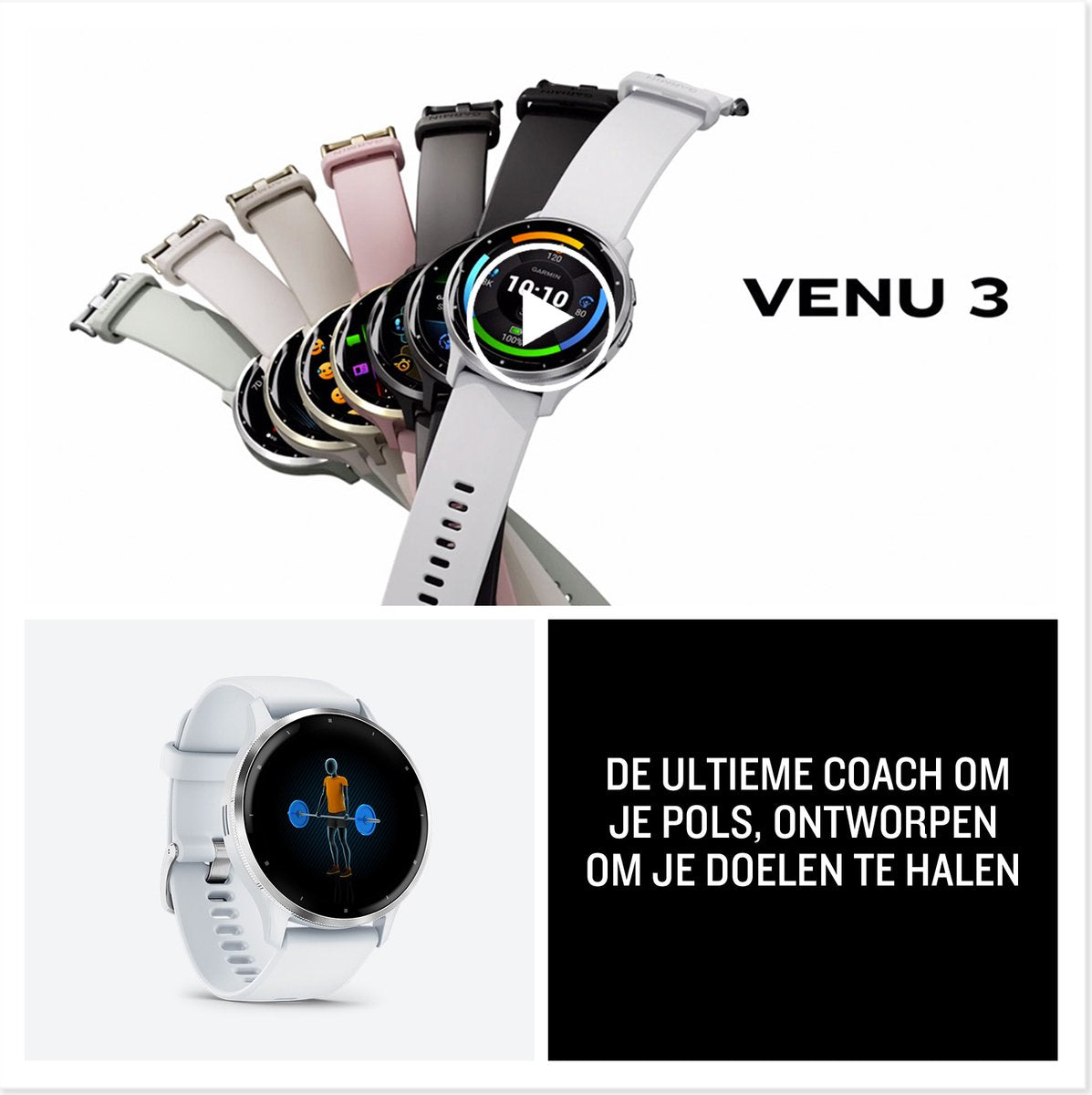 Garmin Venu 3S Smartwatch: Compact AMOLED Scherm, Gezondheidsmonitoring Pebble Grey
