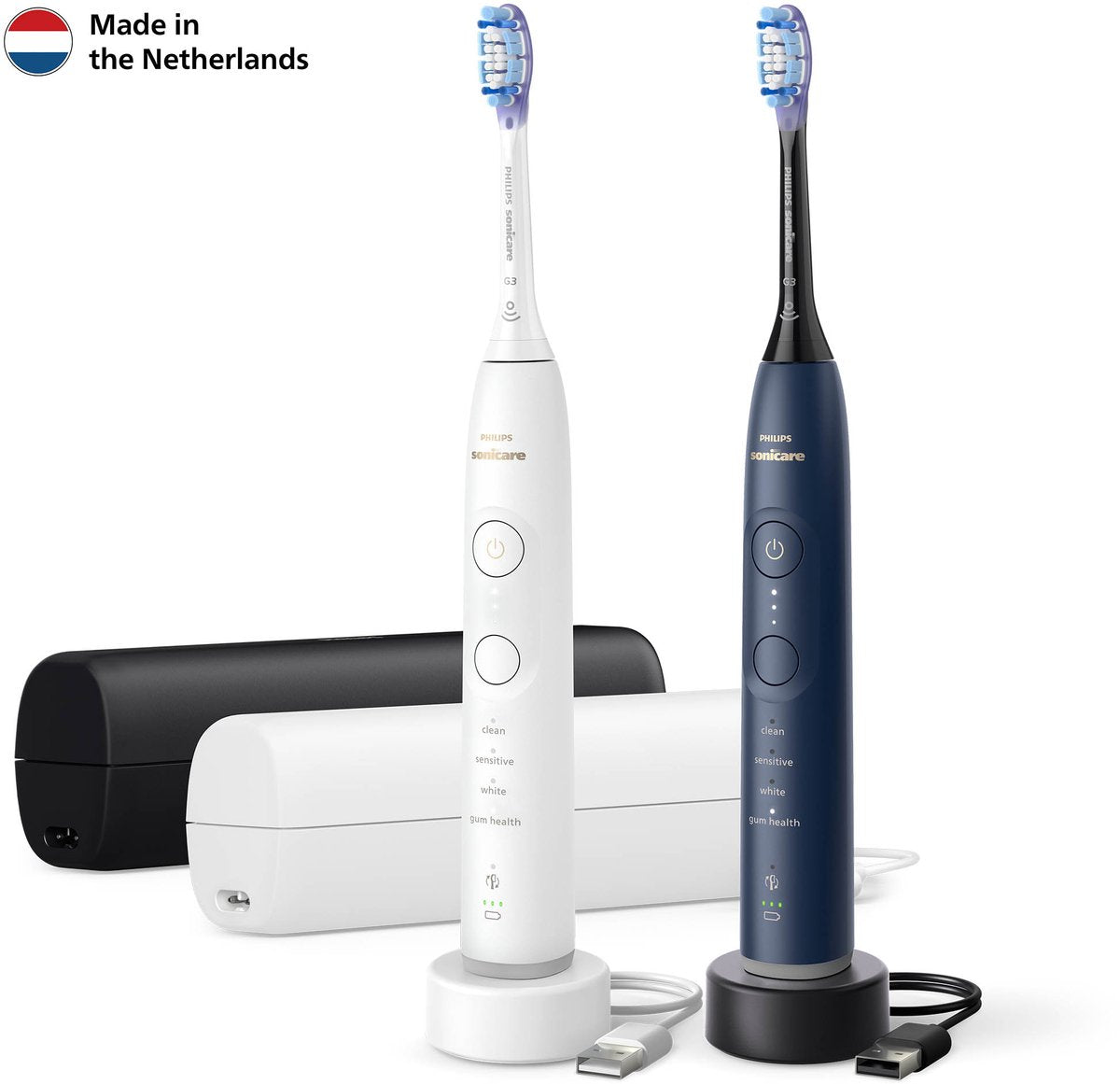 Philips Sonicare 7100 HX7429/01 Series Elektrische Tandenborstel Duopack: Gezond Tandvlees, Poetsdruksensor, Reisetui