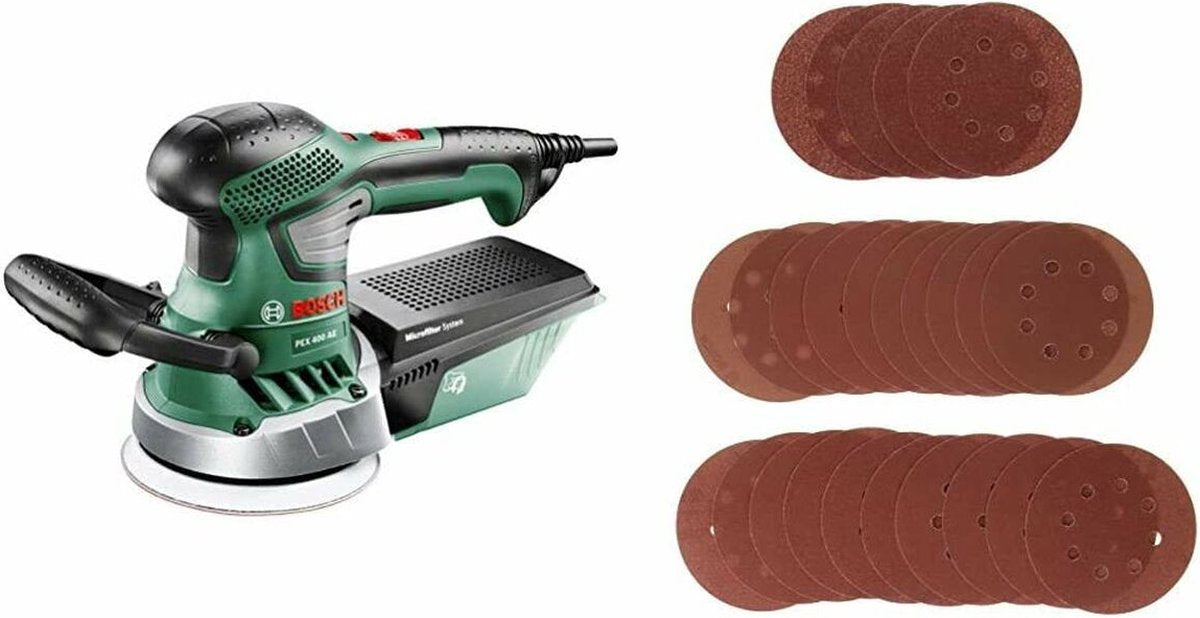 Bosch PEX 400 AE Krachtige Excenterschuurmachine - Snoer, 350 W, Stofafzuiging, Koffer