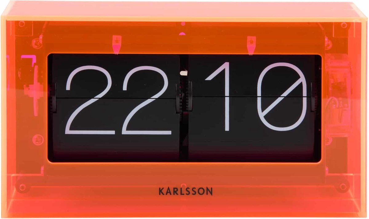 Karlsson Boxed Flip Tafelklok Oranje - Modern Scandinavisch Design Acryl Cijferklok