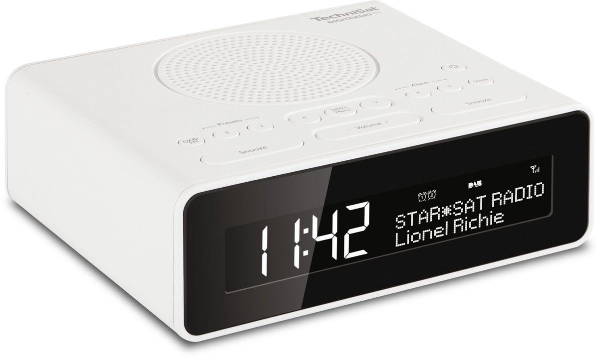 TechniSat DIGIRADIO 51 Witte Wekkerradio: Digitale DAB+/FM Radio, Dubbel Alarm