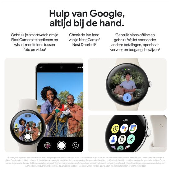 Google Pixel Watch 3 Smartwatch 41mm Zilver/Porselein GPS Fitness Tracker