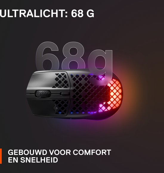SteelSeries Aerox 3 Draadloze Gaming Muis: Ultralicht, 200 uur Accu, Zwart