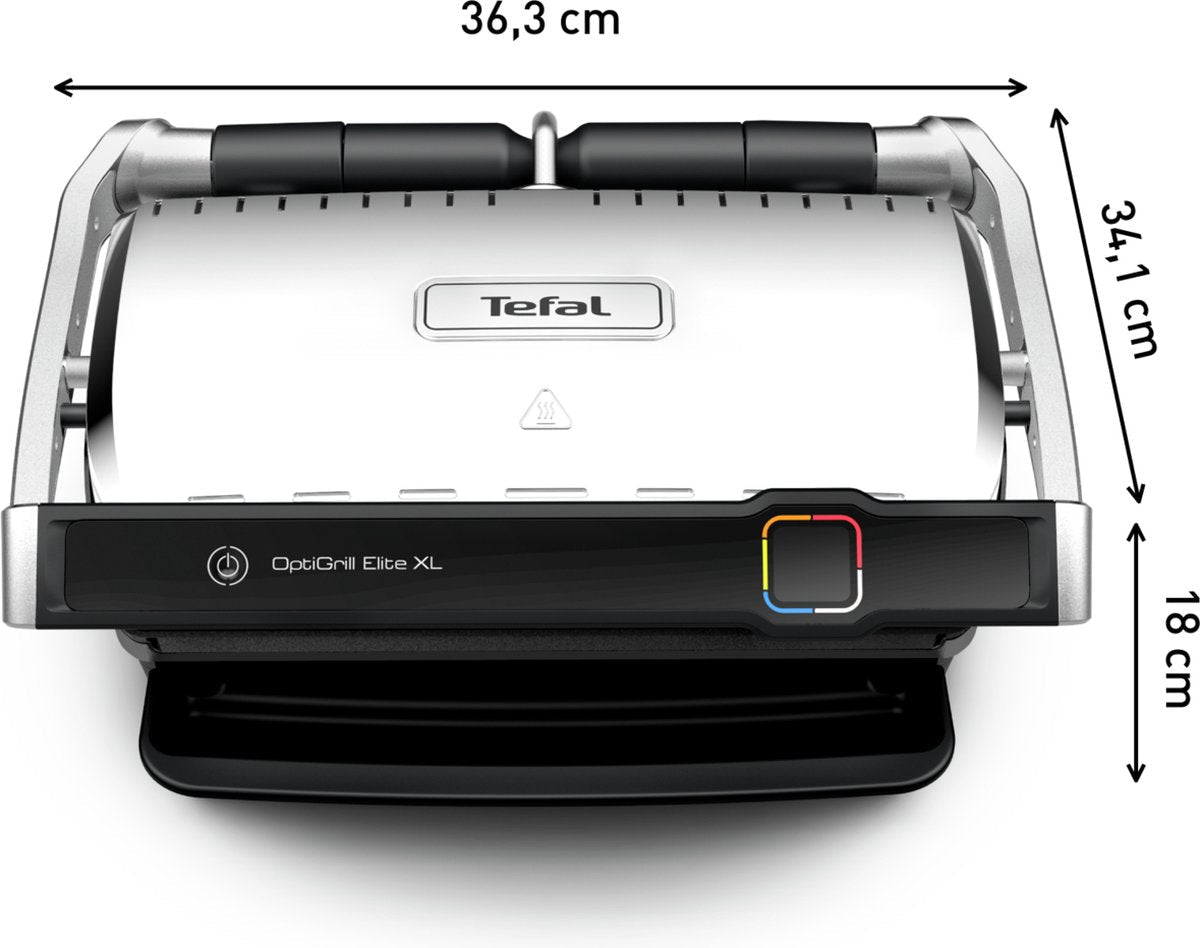 Tefal OptiGrill Elite GC750D: Intelligente Contactgrill met 12 Automatische Programma's RVS - MR commerce