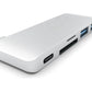 Satechi Type-C USB Passthrough Hub: Multifunctionele Adapter voor MacBook met Geïntegreerde Kaartlezers Zilver