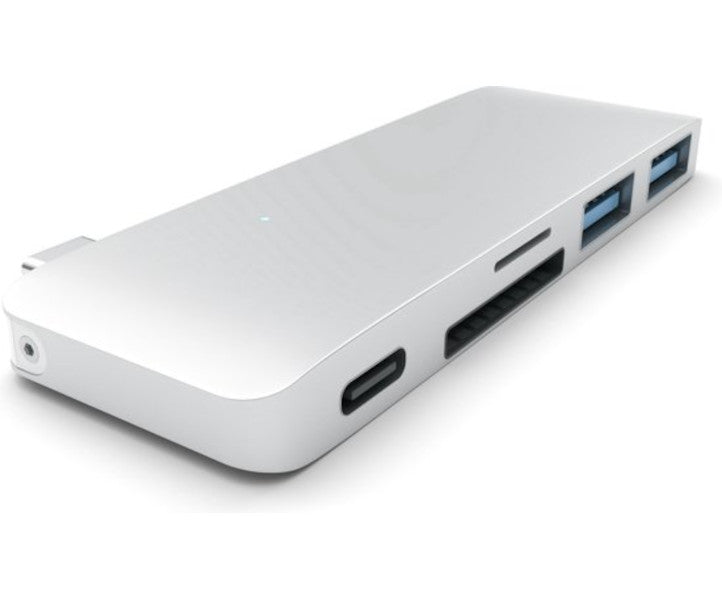 Satechi Type-C USB Passthrough Hub: Multifunctionele Adapter voor MacBook met Geïntegreerde Kaartlezers Zilver