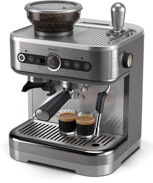 Philips Barista Brew Halfautomatische Espressomachine, 15 Bar Druk, Geïntegreerde Bonenmaler, Zilver
