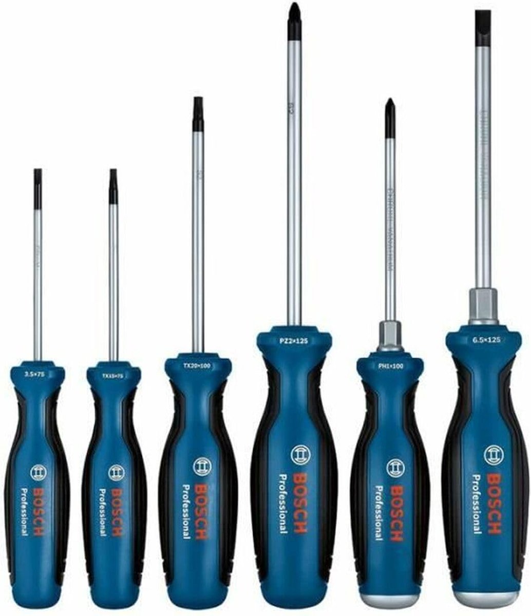 Bosch Professionele Schroevendraaierset 6-delig: SL, PH, PZ, TX. Duurzaam Gereedschap