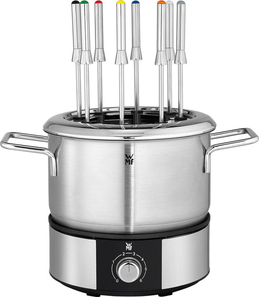WMF Lono Elektrische Fonduepan: 1.5L RVS, Warmhoudfunctie, 8 Fonduevorken voor Gezellige Avonden