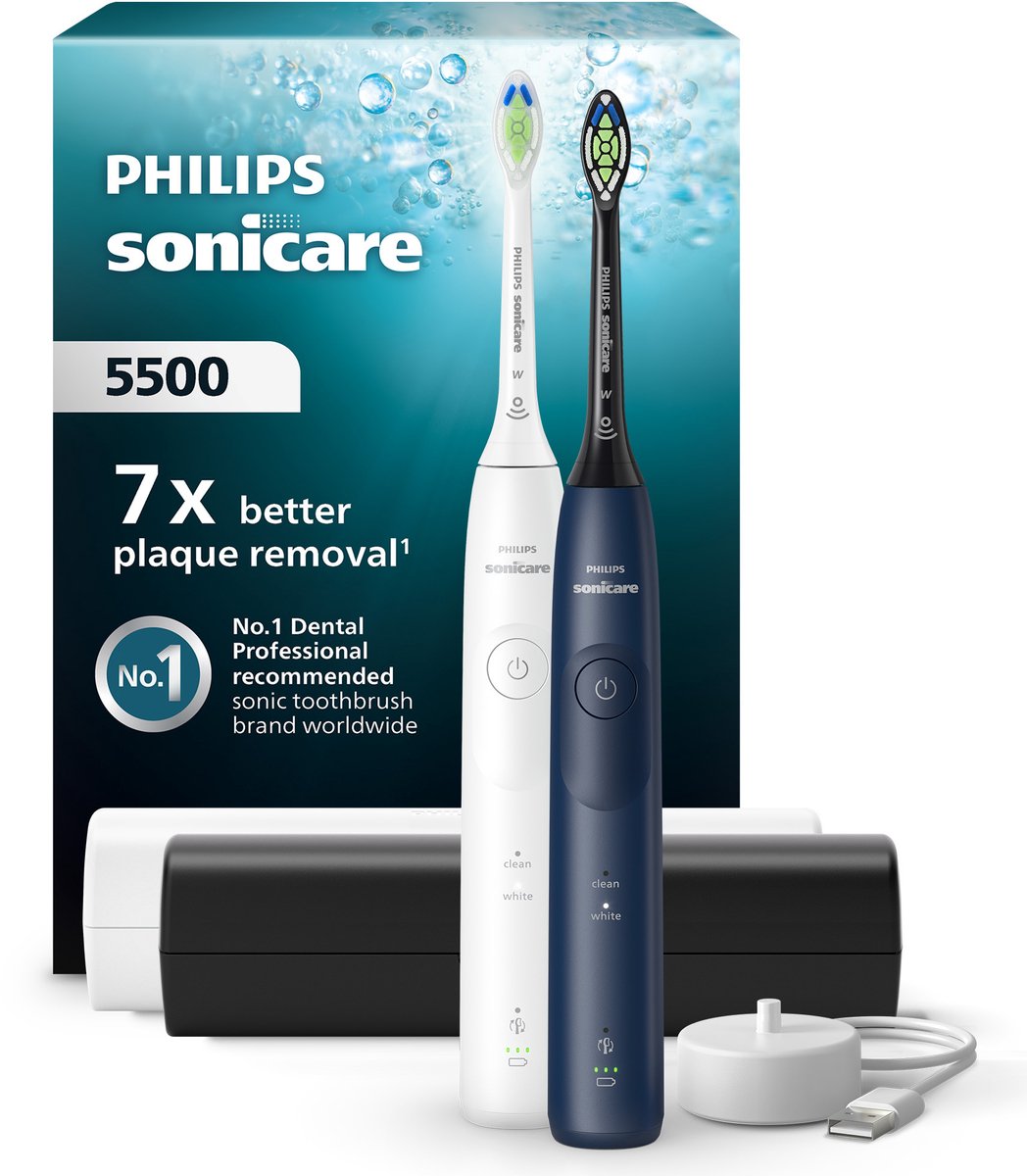 Philips Sonicare 5500 Series Duopack Elektrische Tandenborstels Wittere Tanden Reisetuis