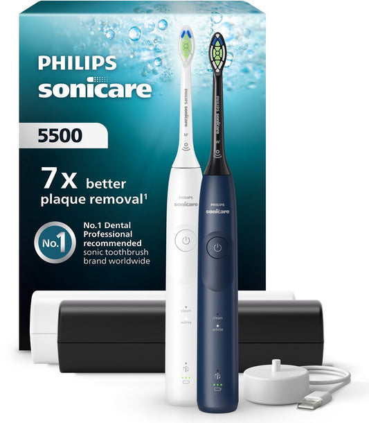 Philips Sonicare 5500 Series Duopack Elektrische Tandenborstels Wittere Tanden Reisetuis