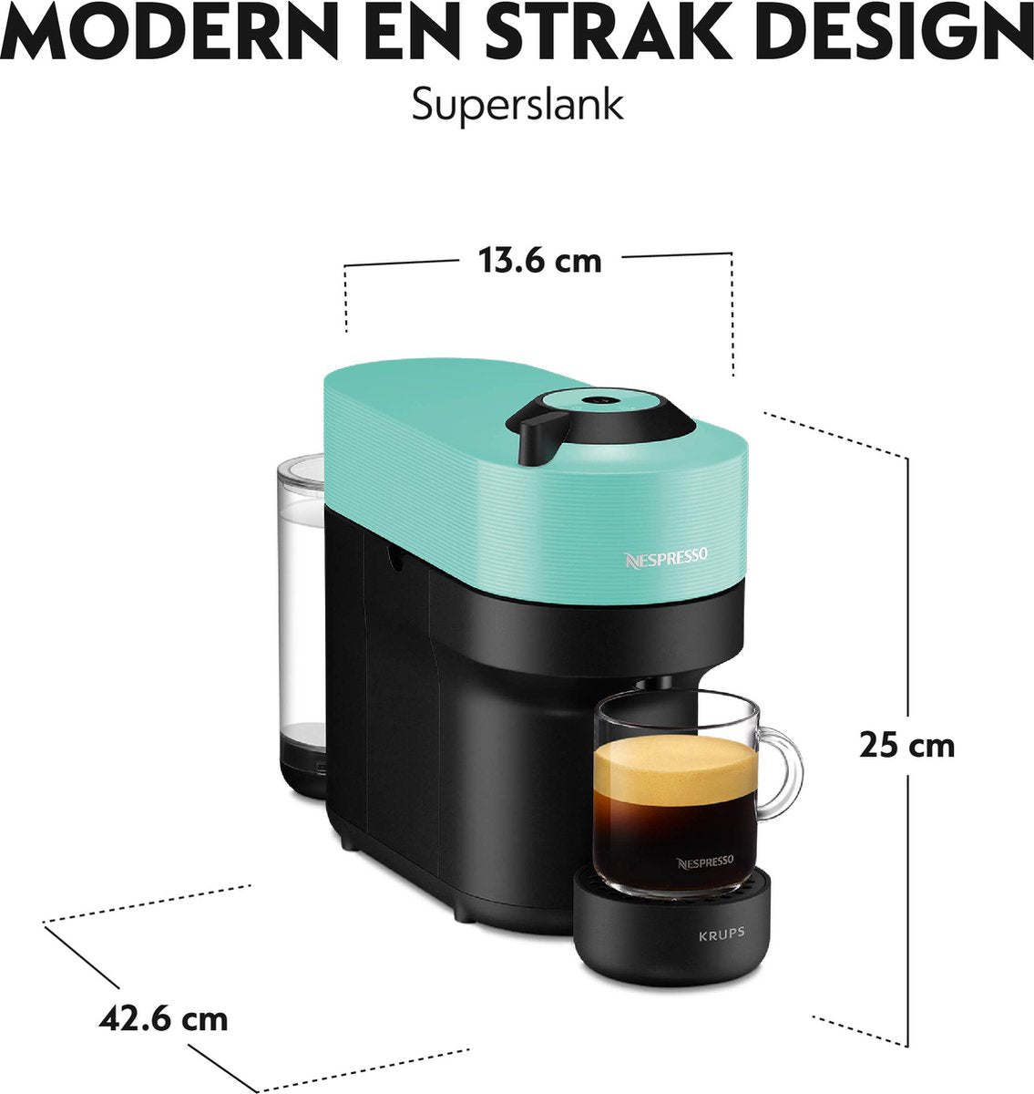 Krups Nespresso Vertuo POP XN9204 Koffiecupmachine Aqua Mint Compact Design