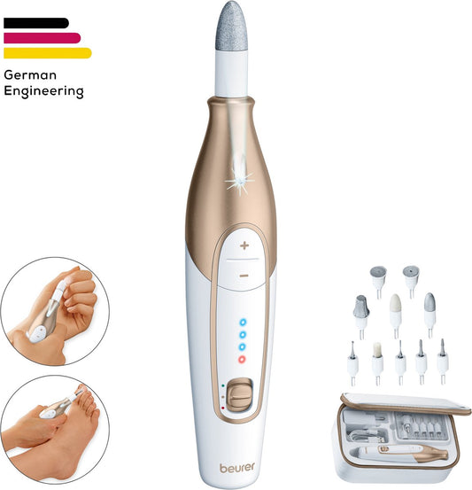 Beurer MP 64 Draadloze Elektrische Nagelvijl Manicure Pedicure Set 10 Opzetstukken Wit