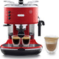 De'Longhi Icona ECO311.R Rode Pistonmachine: Compacte Espresso, Melkschuimer, Retro Design