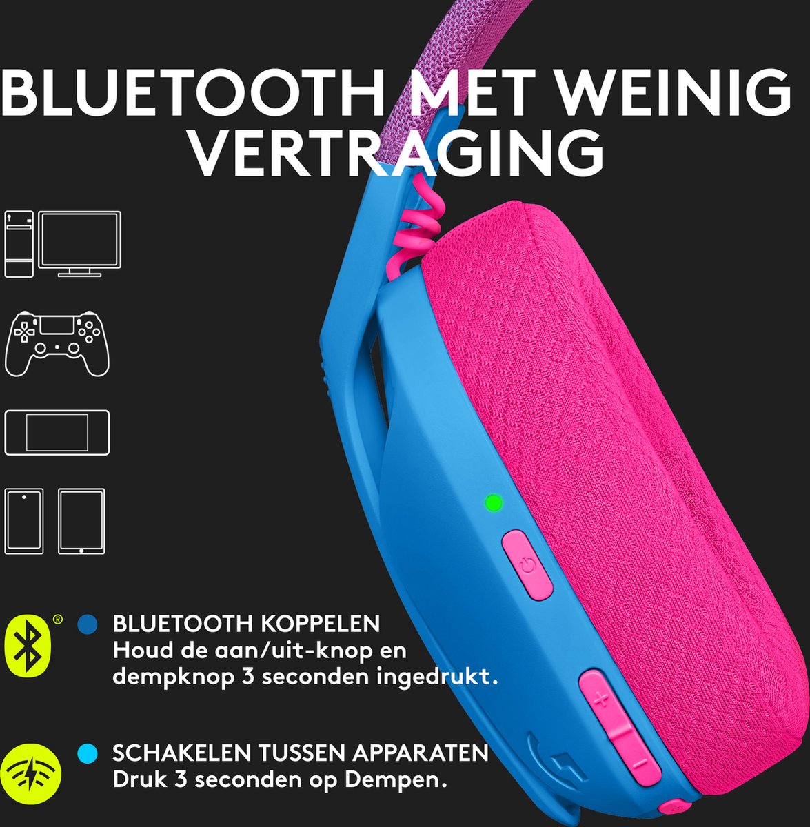 Logitech G435 LIGHTSPEED Draadloze Gaming Headset - Bluetooth, Lichtgewicht, Comfortabel, Blauw