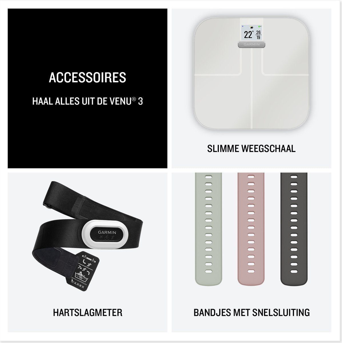 Garmin Venu 3S Smartwatch: Compact AMOLED Scherm, Gezondheidsmonitoring Pebble Grey