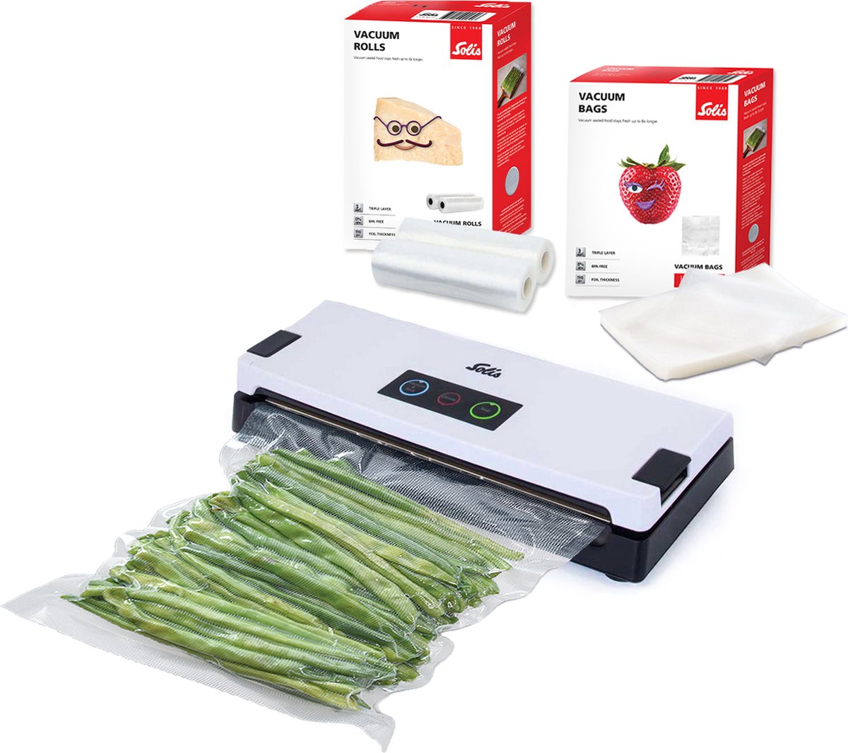 Solis Vac Quick 576 Volautomatische Vacumeermachine met Slangaansluiting Wit voor Voedsel