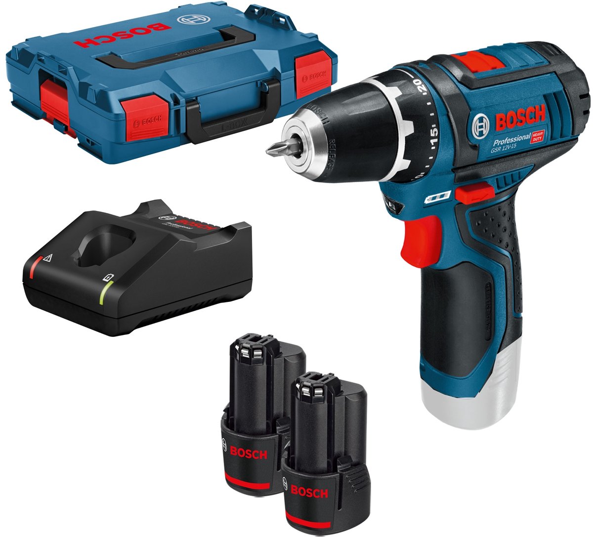 Bosch Professional GSR 12V-15 Accu Schroefboormachine met 2 Accu's