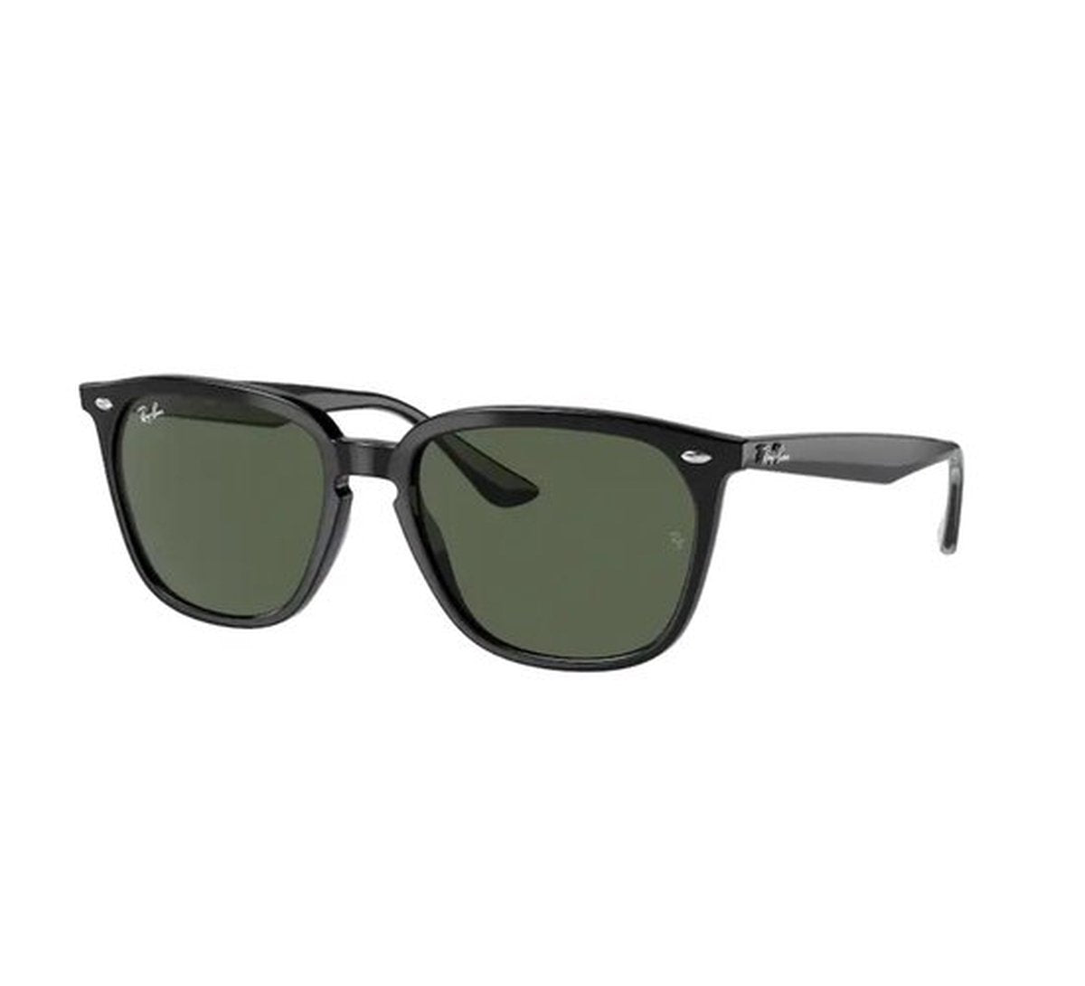 Ray-Ban RB4362 Zwarte Zonnebril met Groene Glazen en Normale Pasvorm