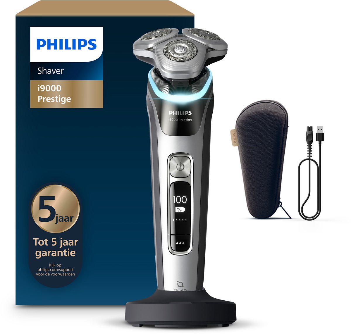 Philips i9000 Prestige Elektrisch Scheerapparaat Mannen: Ultraglad Zilver, Nat & Droog