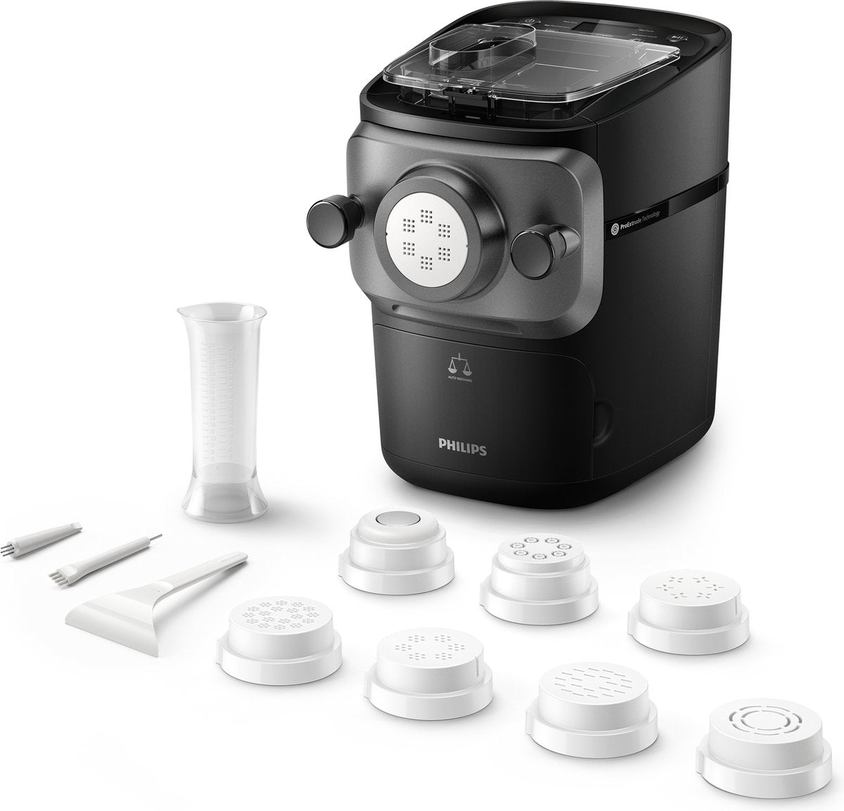 Philips 7000 Serie Pastamachine met 8 Vormschijven, Automatische Weegfunctie, Zwart