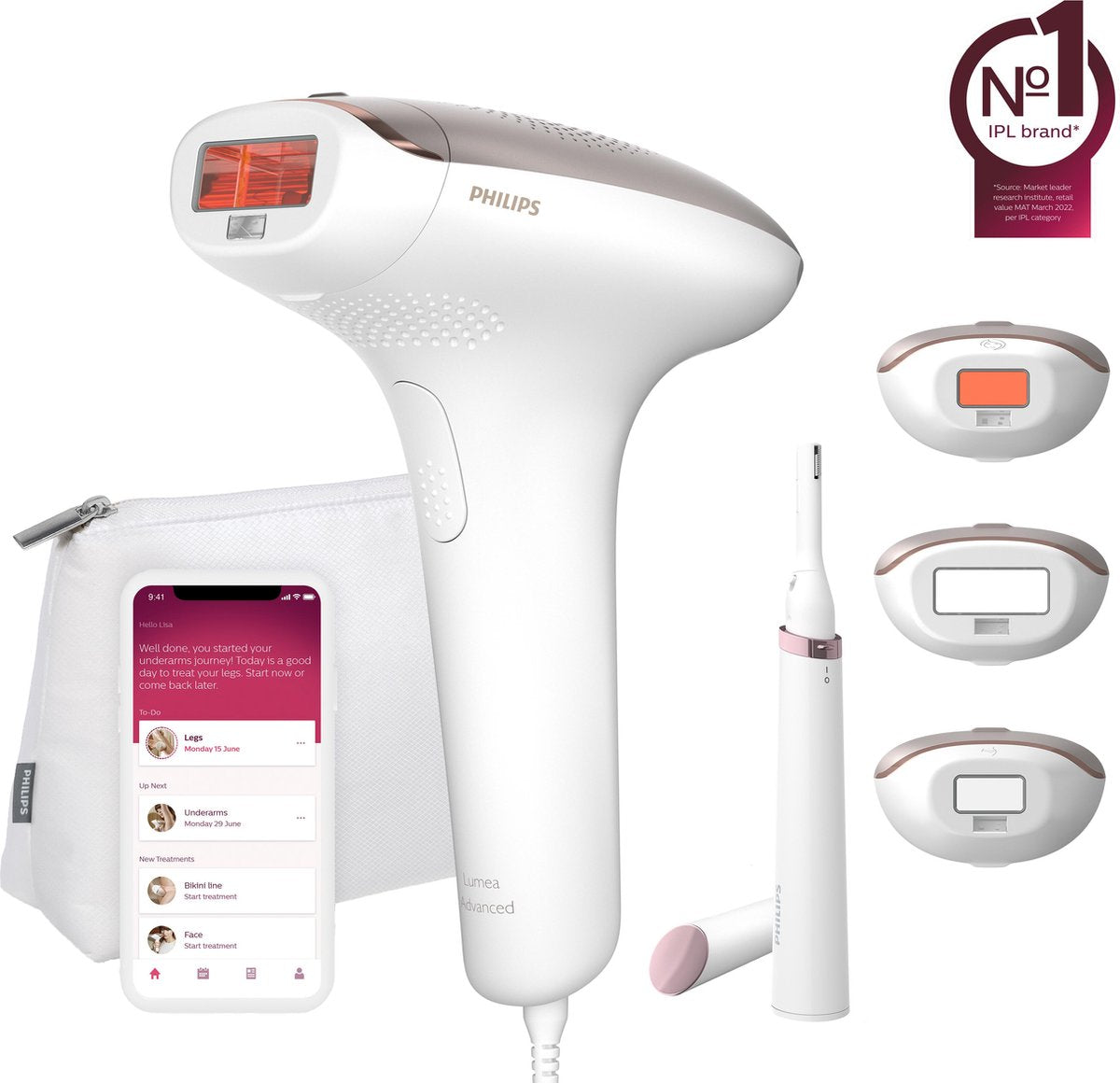 Philips Lumea IPL 7000 Serie Ontharingsapparaat  - BRI923/00, 3 Opzetstukken, Trimmer, Langdurige Gladde Huid | 8720689016896 | 8710103872009