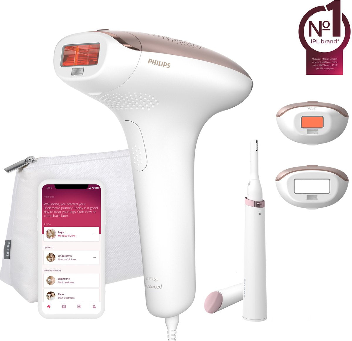 Philips Lumea Advanced IPL Ontharingsapparaat: Effectieve Haarreductie met 2 Opzetstukken BRI921/00