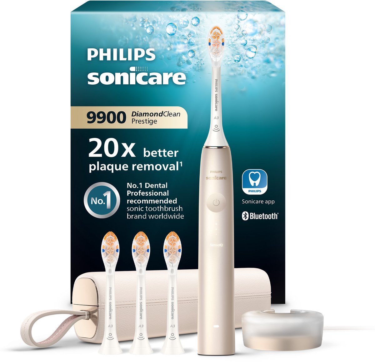 Philips Sonicare DiamondClean Prestige 9900 Elektrische Tandenborstel Champagne SenseIQ AI