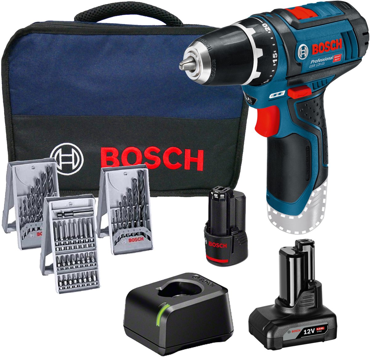 Bosch Professional 12V Accuboormachine GSR 12V-15: Krachtig, Compact, Compleet Kit