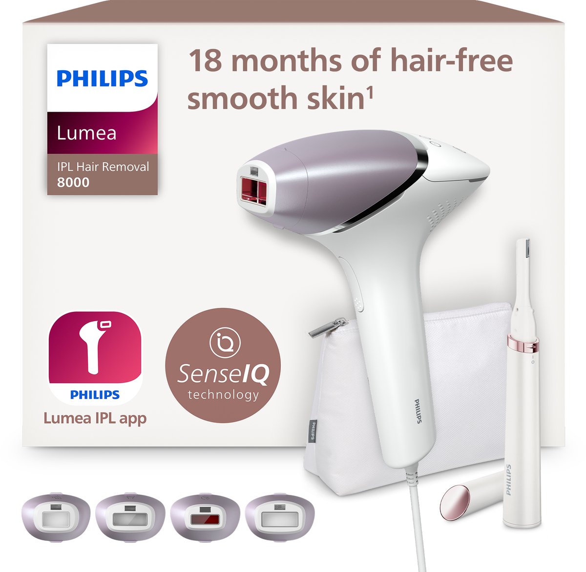 Philips Lumea Prestige 8000 IPL Ontharing: Effectieve Haarvermindering met 4 Opzetstukken