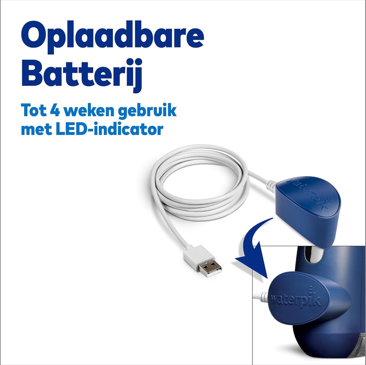 Waterpik WP-583 Draadloze Waterflosser Advance Compact Blauw USB Oplaadbaar