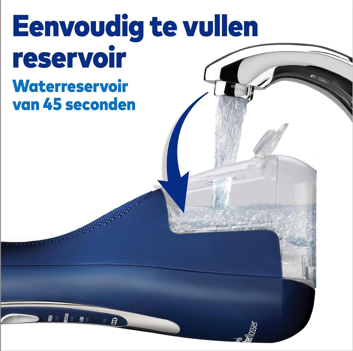 Waterpik WP-583 Draadloze Waterflosser Advance Compact Blauw USB Oplaadbaar