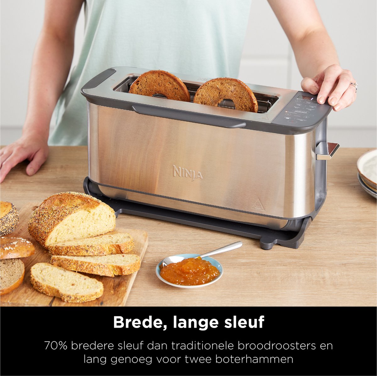 Ninja Foodi 3-in-1 Flip Toaster: Multifunctionele RVS Broodrooster, Grill & Panini Maker