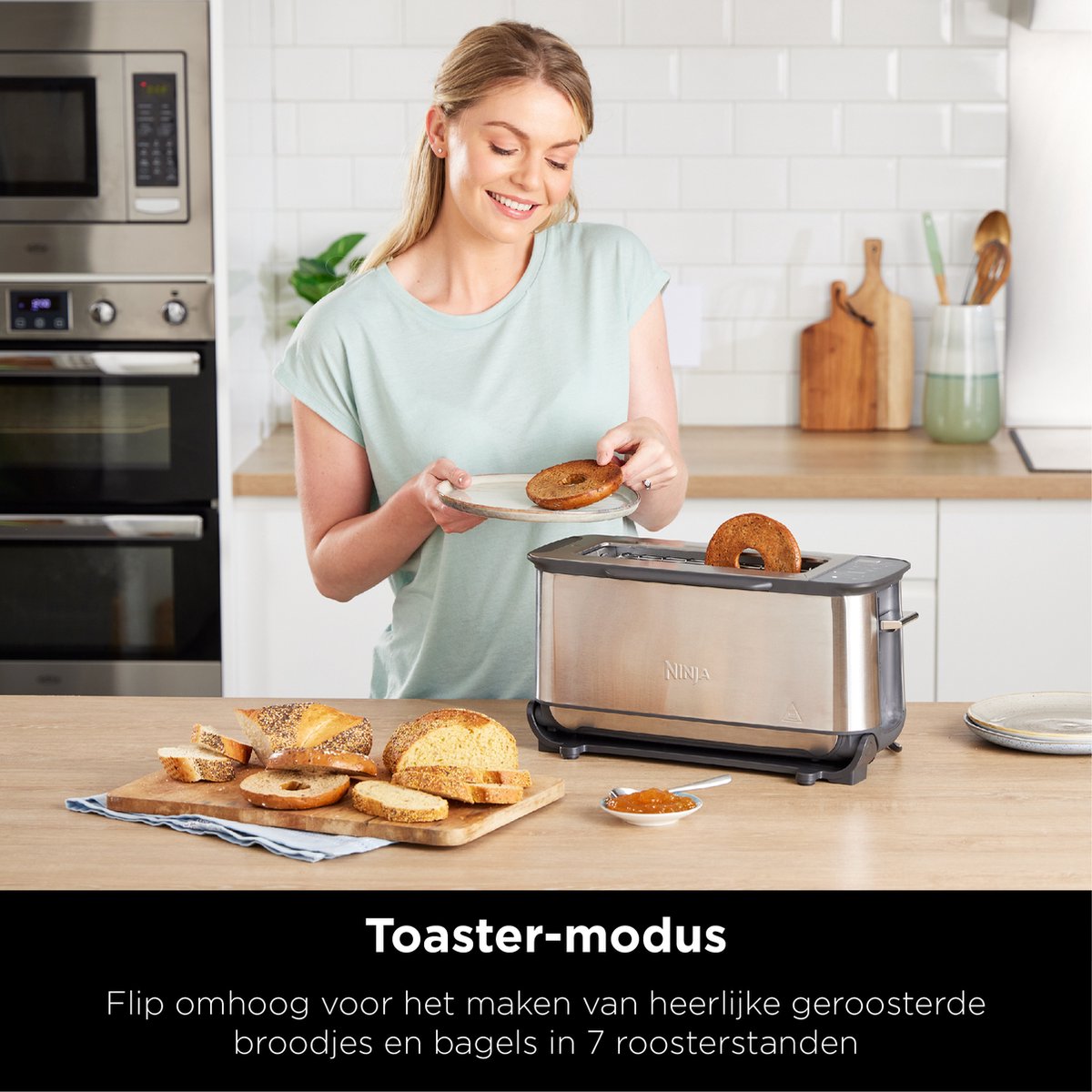 Ninja Foodi 3-in-1 Flip Toaster: Multifunctionele RVS Broodrooster, Grill & Panini Maker