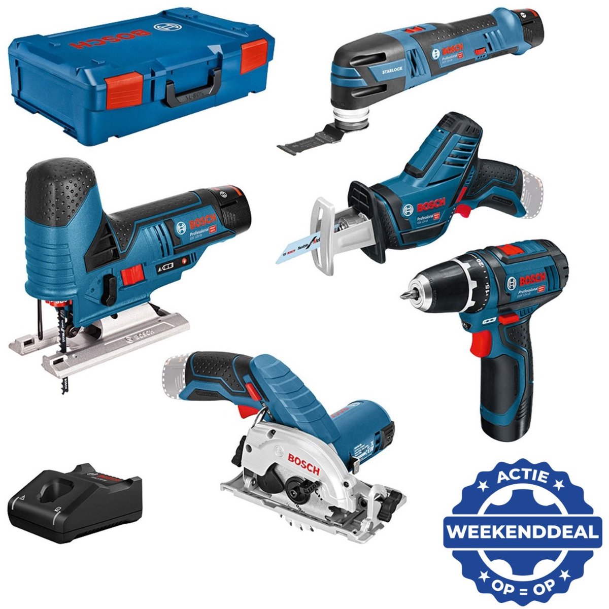 Bosch Professional 12V 5-Delige Accu Gereedschap Combiset met 3 Accu's