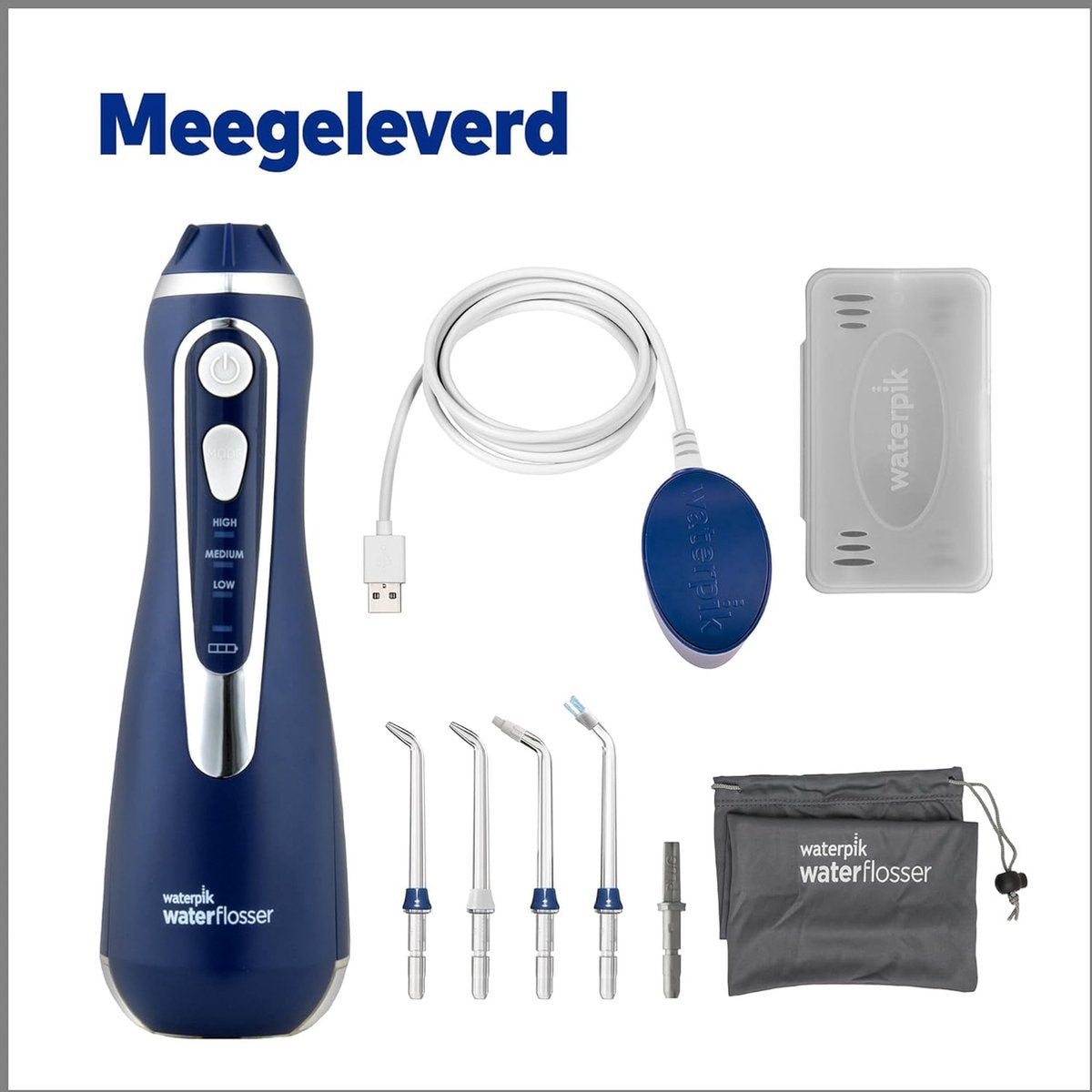 Waterpik WP-583 Draadloze Waterflosser Advance Compact Blauw USB Oplaadbaar