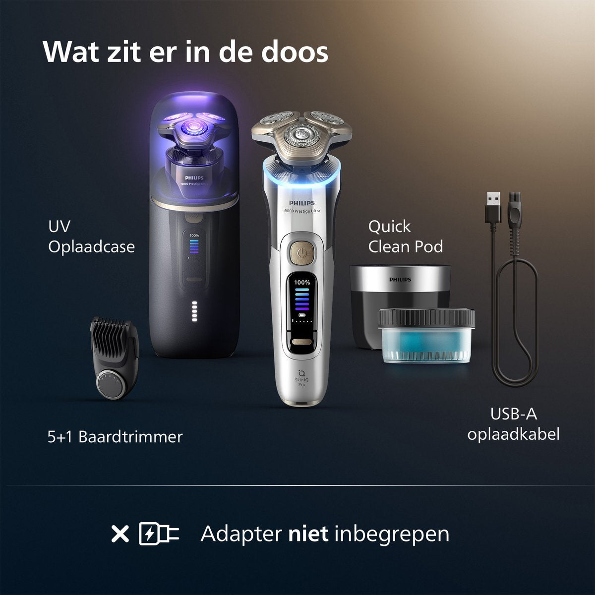 Philips Shaver i9000 Prestige Ultra Elektrisch Scheerapparaat met UV Oplaadcase