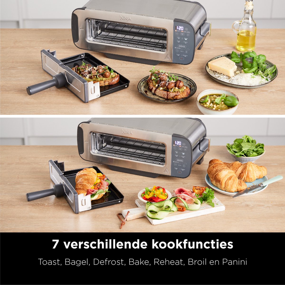 Ninja Foodi 3-in-1 Flip Toaster: Multifunctionele RVS Broodrooster, Grill & Panini Maker