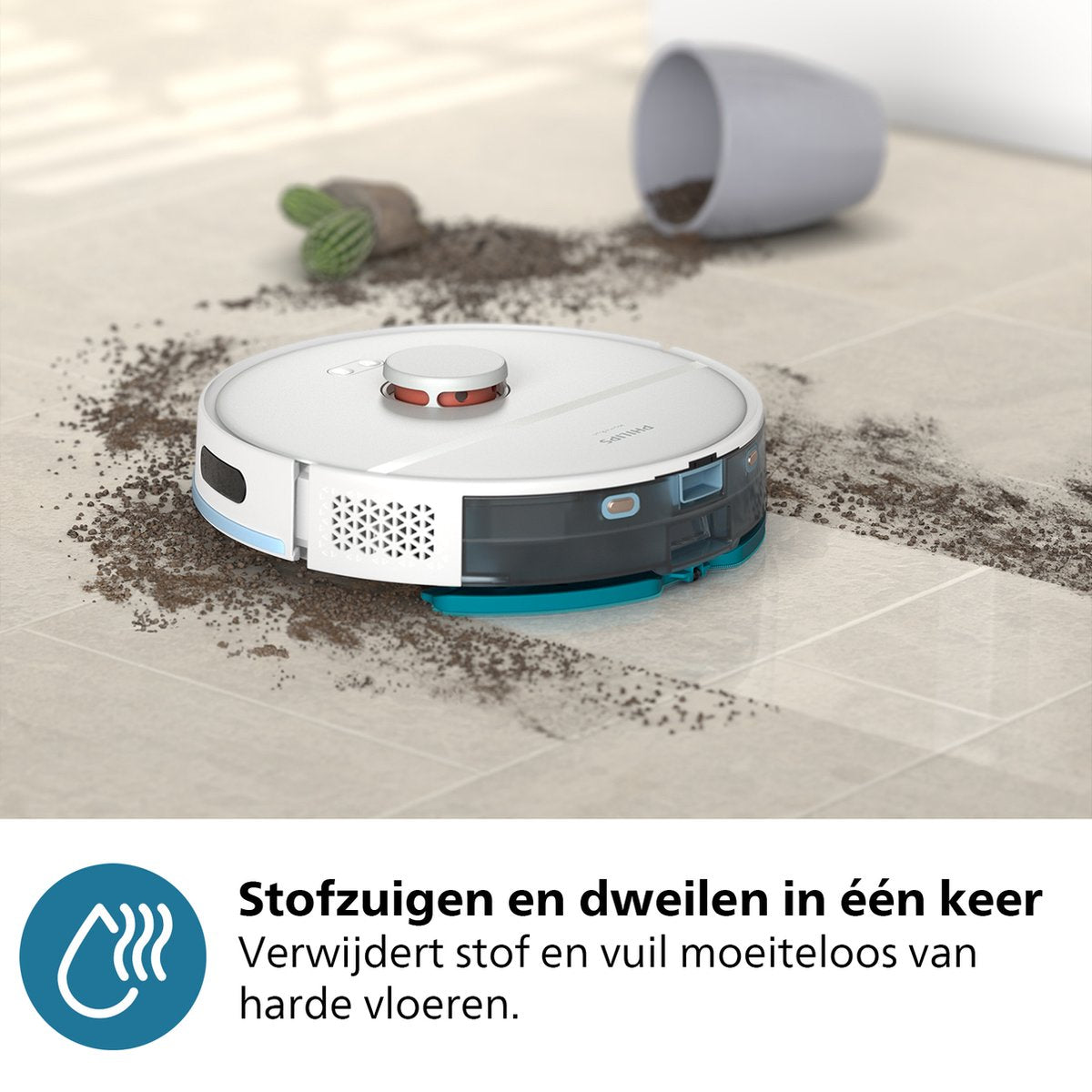 Philips HomeRun 2000 Series XU2000/20 Robotstofzuiger met Dweilfunctie, Wit
