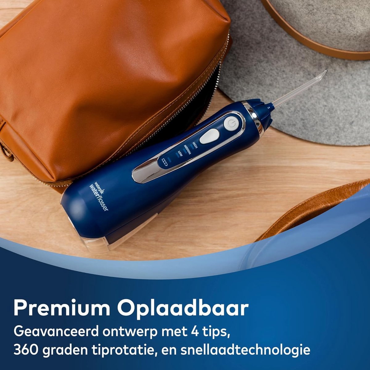 Waterpik WP-583 Draadloze Waterflosser Advance Compact Blauw USB Oplaadbaar