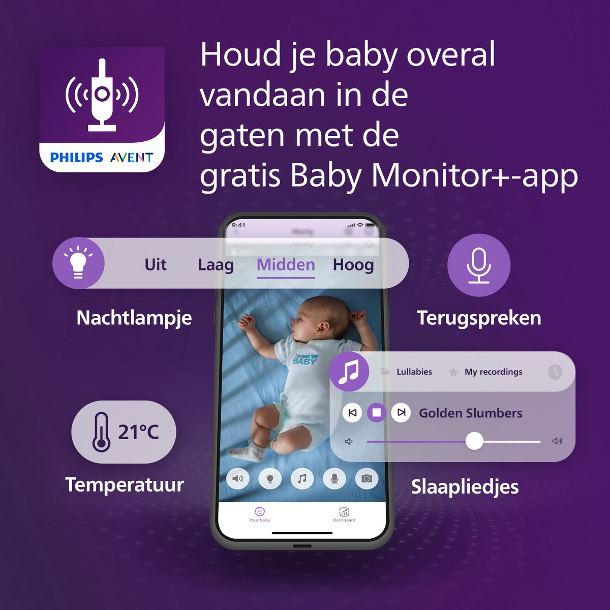 Philips Avent Connected Beeldbabyfoon SCD951/26: HD Camera, App & Nachtzicht