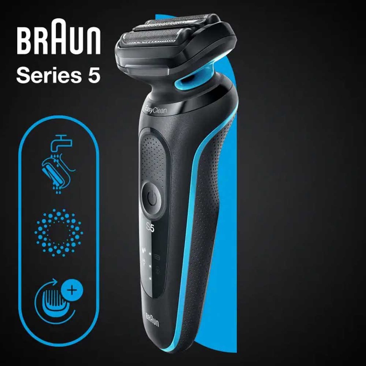 Braun Series 5 51-B1000s Elektrisch Scheerapparaat Blauw, Waterbestendig Nat Droog Scheren