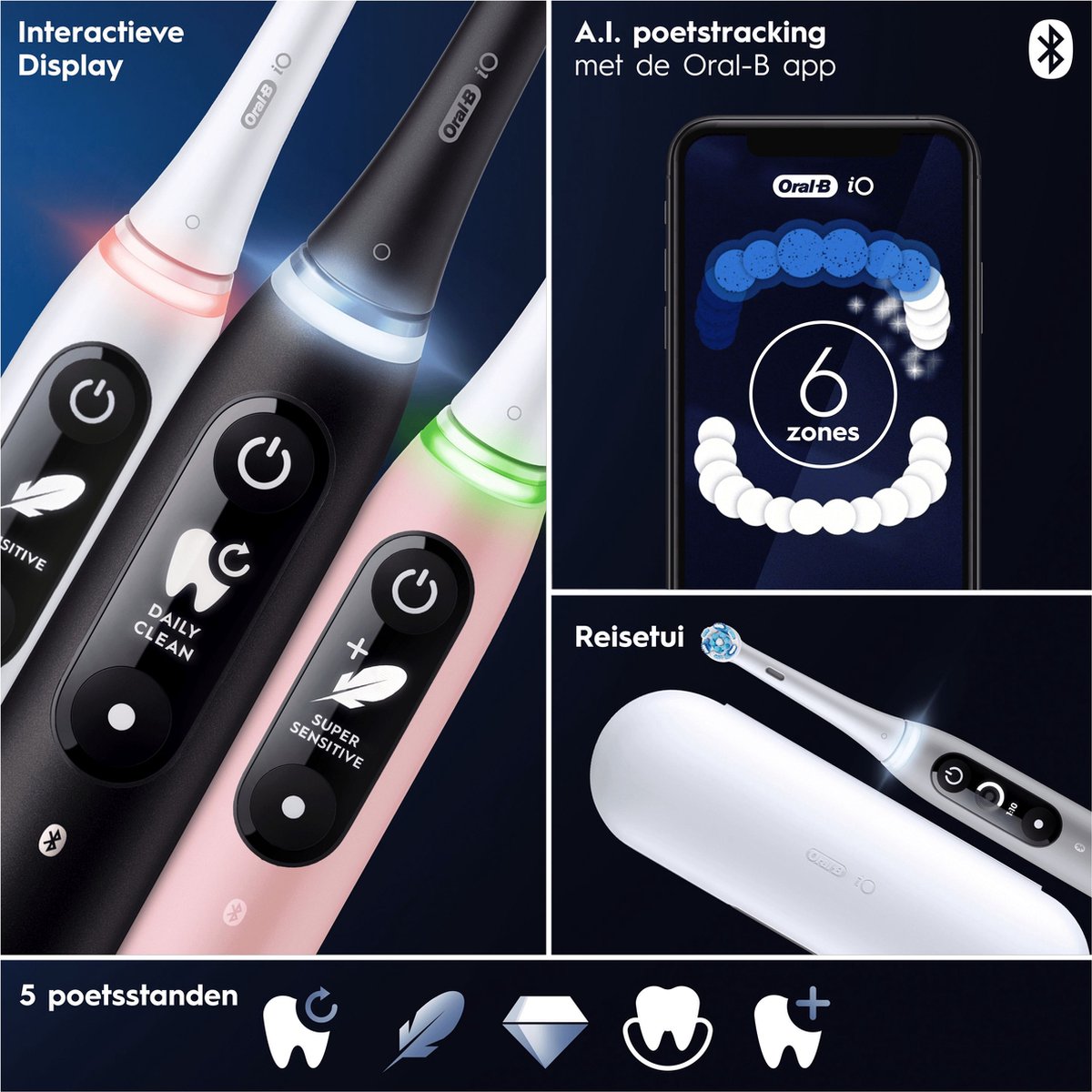 Oral-B iO 6 Elektrische Tandenborstel - Wit en Roze - 5 Poetsstanden | 4210201448914