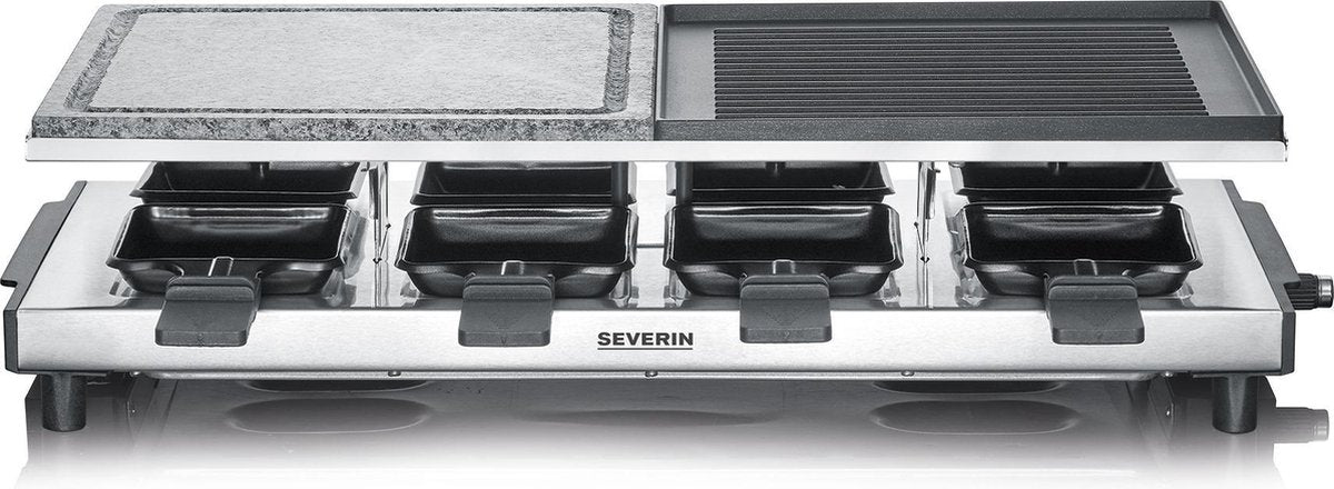Severin RG 2371 Raclettegrill: Zwart, Natuursteen & Grillplaat voor 8 Personen