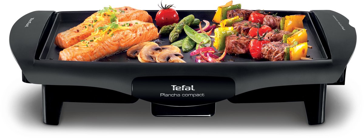 Tefal Plancha Compact 900 Partygrill: Krachtige 1800W Anti-aanbak Grillplaat, Vaatwasserbestendig