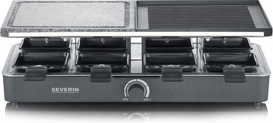 Severin RG 2371 Raclettegrill: Zwart, Natuursteen & Grillplaat voor 8 Personen