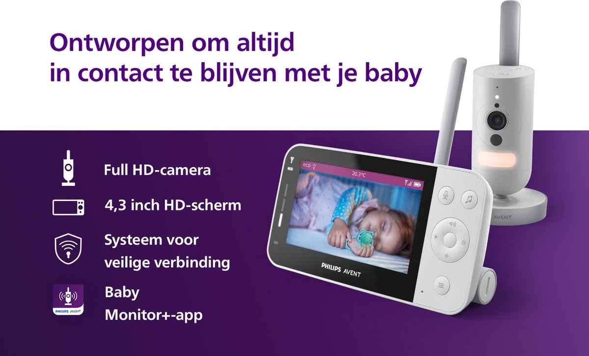 Philips Avent Connected Beeldbabyfoon SCD951/26: HD Camera, App & Nachtzicht