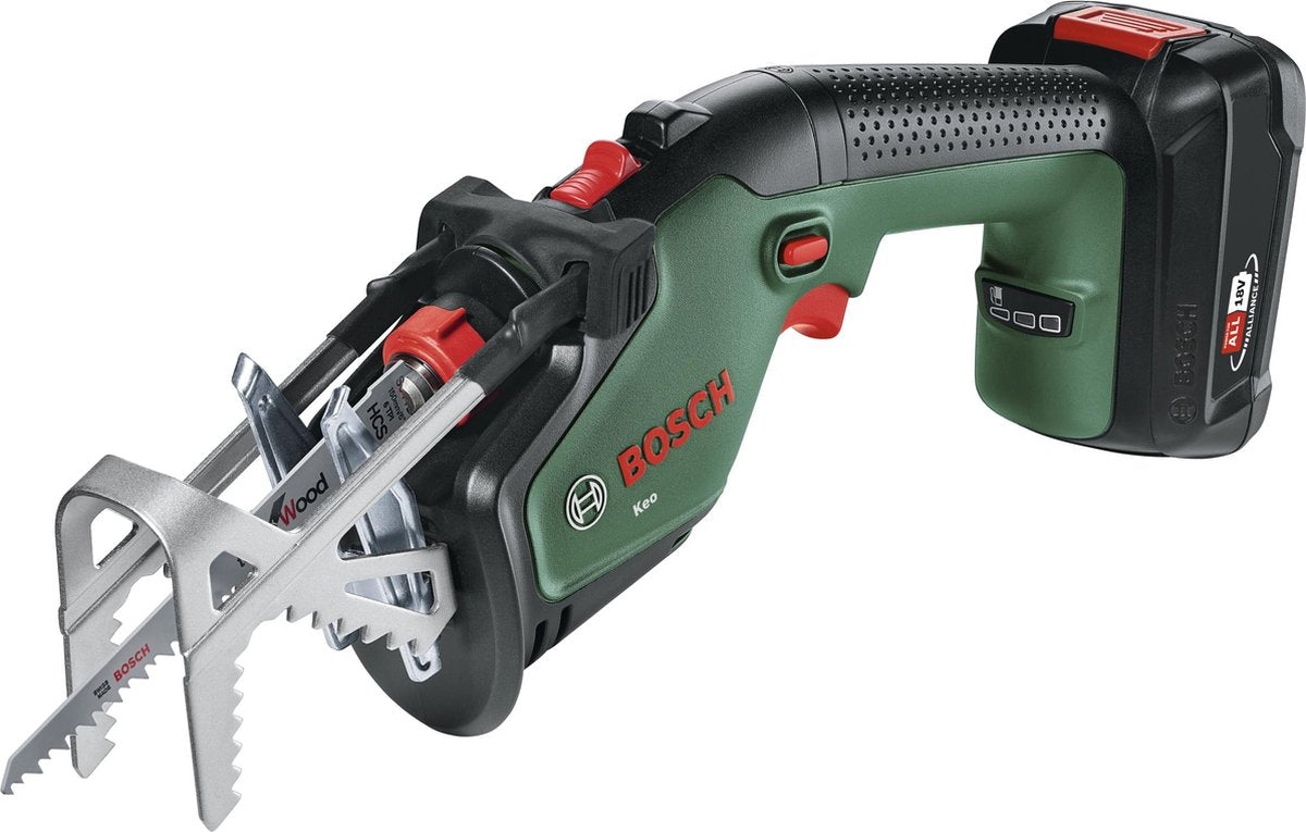 Bosch KEO 18V Accu Tuinzaagmachine: Krachtig Takken Zagen, 80mm Diameter, Inclusief Accu
