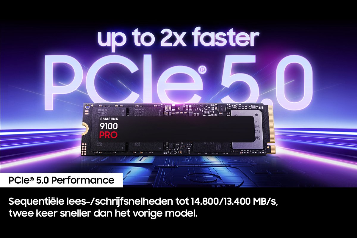 Samsung 9100 PRO PCIe 5.0 NVMe M.2 SSD - Razendsnelle Interne Opslag voor PC Gamers en Creators