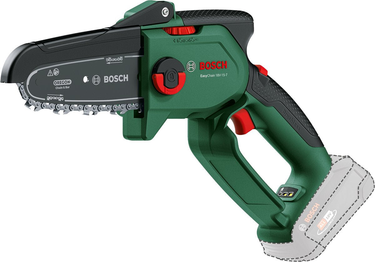 Bosch EasyChain 18V-15-7 Accu Kettingzaag: Krachtig Snoeien, Lichtgewicht, SDS-Systeem, Exclusief Accu